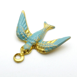 60s ヴィンテージ 青い鳥メタルチャームパーツ（2個セット） チャーム