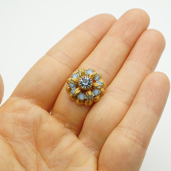 Vintage Swarovski Crystal Flower Motif Parts Sapphire Blue [B1-0 第4張的照片