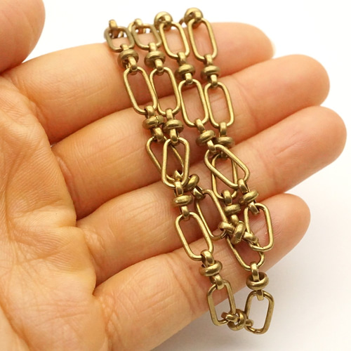 80s ヴィンテージ フィガロチェーン 真鍮製 ゴールド（30cm単位） 金具
