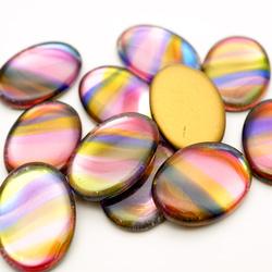 復古彩虹粗斜紋玻璃蛋麵 第2張的照片