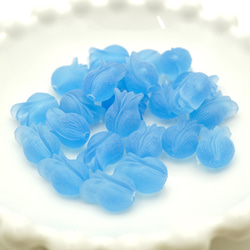 復古鬱金香圖案霜塑料珠藍色小號（2套） 第2張的照片