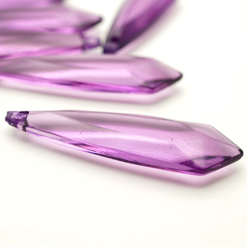 ヴィンテージ アクリル クリア ファセットカット ロングドロップビーズ