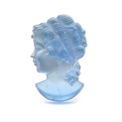 ヴィンテージ 半透明サファイアブルー ガラスカボション 1枚目の画像