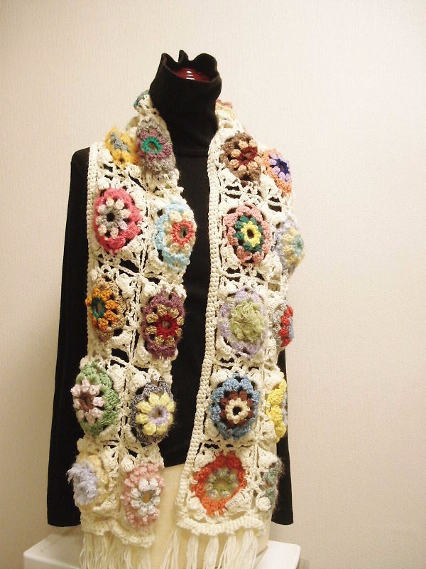 ★受注販売★お花・お花・お花のマフラー ★★送料込み