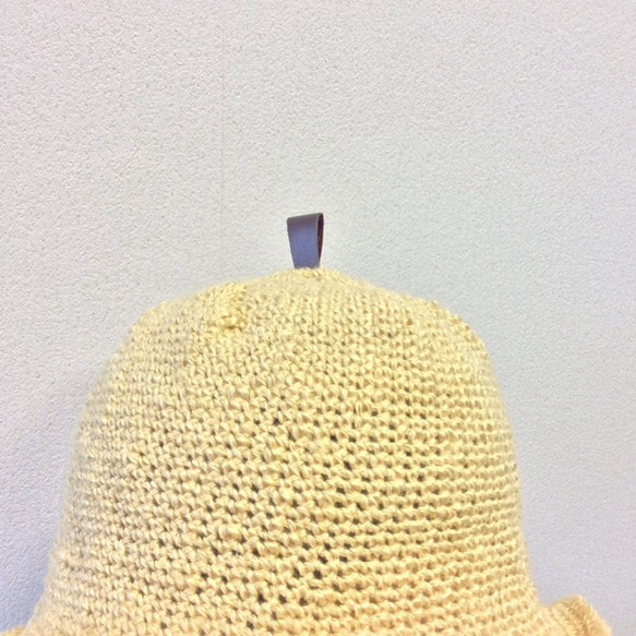 キイロの麻ハット　短めツバのお帽子　　サイズ58 3枚目の画像