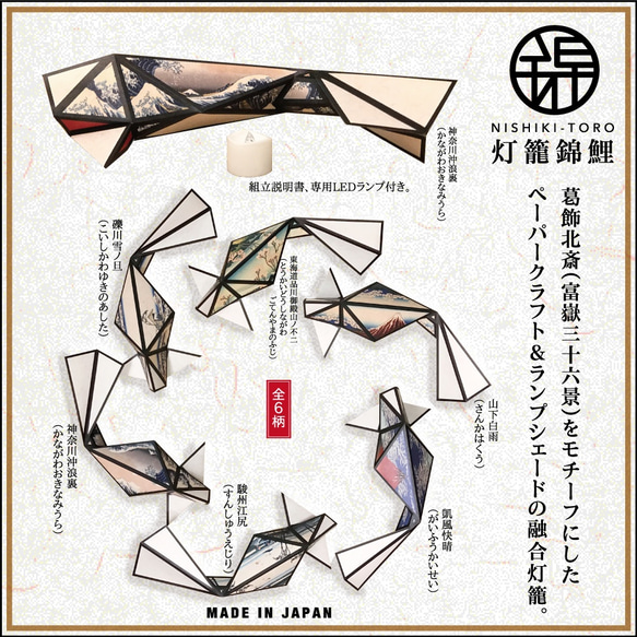 紙模型套件燈籠錦鯉成為燭光（來吧）冨岳三十六景的日本紙 - 神奈川衝浪裡 第7張的照片