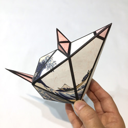 和紙のランプシェードになるペーパークラフトキット　灯籠錦鼠（ねずみ）富嶽三十六景-神奈川沖浪裏 2枚目の画像