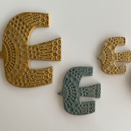 壁掛けオブジェ◇角ばった鳥◇小サイズ お花柄 タペストリー・壁掛け