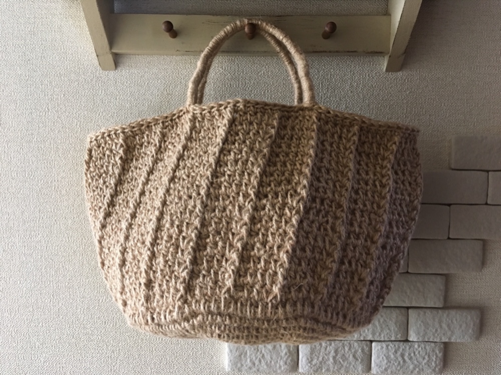 Creema限定　＋＋受注製作＋＋   模様 麻ひも かごバッグ マルシェバッグ　23色から選べる