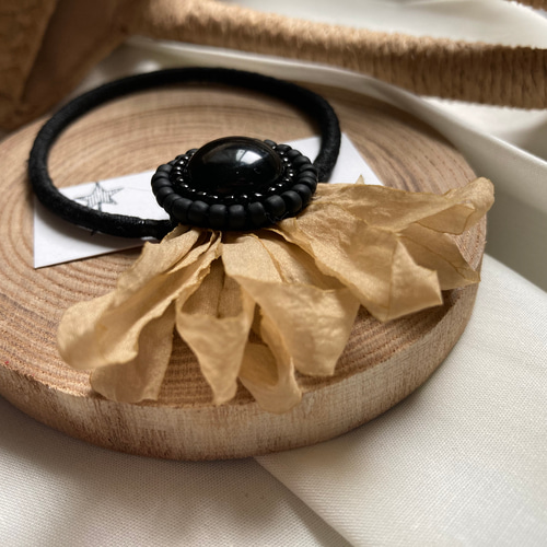 Bー3334】レジン ヘアクリップ ハート／押し花 ドライフラワー（貴和  