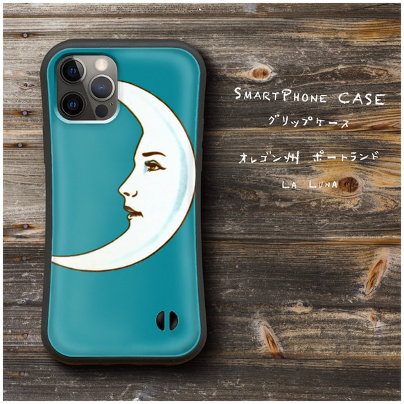 【 オレゴン州 ポートランド La Luna 】スマホケース グリップケース 全機種対応 絵画 iPhone12 XR 1枚目の画像