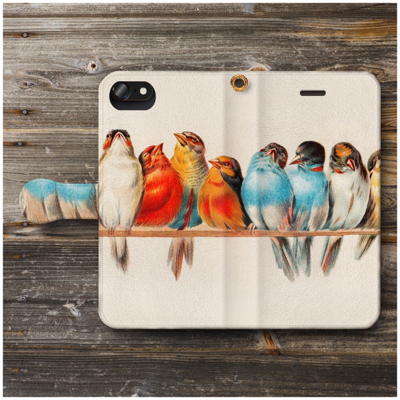【ヘクタージャコメリ 鳥のとまり木】スマホケース手帳型 全機種対応 絵画 スマホカバー かわいい iPhoneXR 1枚目の画像