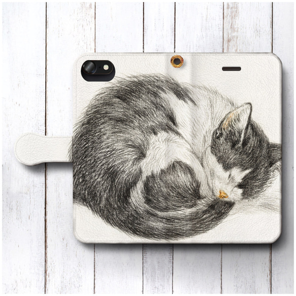 【ジーン バーナード 寝ている猫】スマホケース手帳型 全機種対応 絵画 iPhone11 iPhoneXR Gal 1枚目の画像