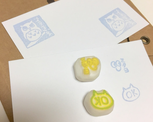 送料込み】見たよ&OK消しゴムはんこセット/ねこ/宿題チェック/ハンコ