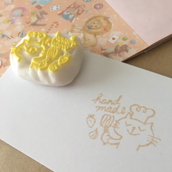 【送料無料】ハンドメイドねこコックはんこ/handmade/猫/ラッピング/手作り/販売/消しゴムはんこ/かわいい 2枚目の画像