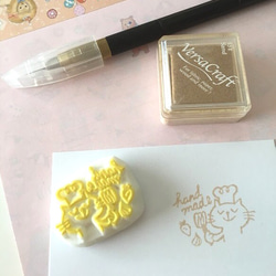 【送料無料】ハンドメイドねこコックはんこ/handmade/猫/ラッピング/手作り/販売/消しゴムはんこ/かわいい 3枚目の画像