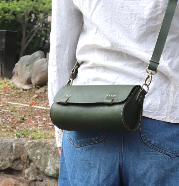 長財布とスマホが入るショルダーバッグ NSHショルダー グリーン