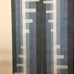 《送料無料》手織り暖簾 窓デザインシリーズ 本藍染め Ｎ-００６ 2枚目の画像