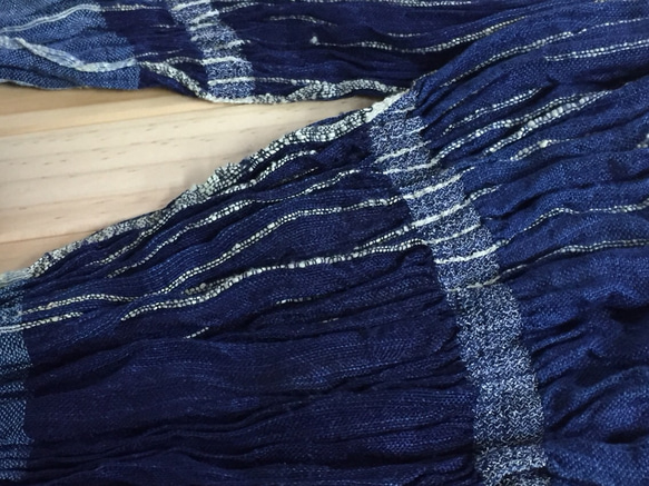 《レターパックライト送料無料》手織りストール 本藍染め シルク100％  SS-006 3枚目の画像