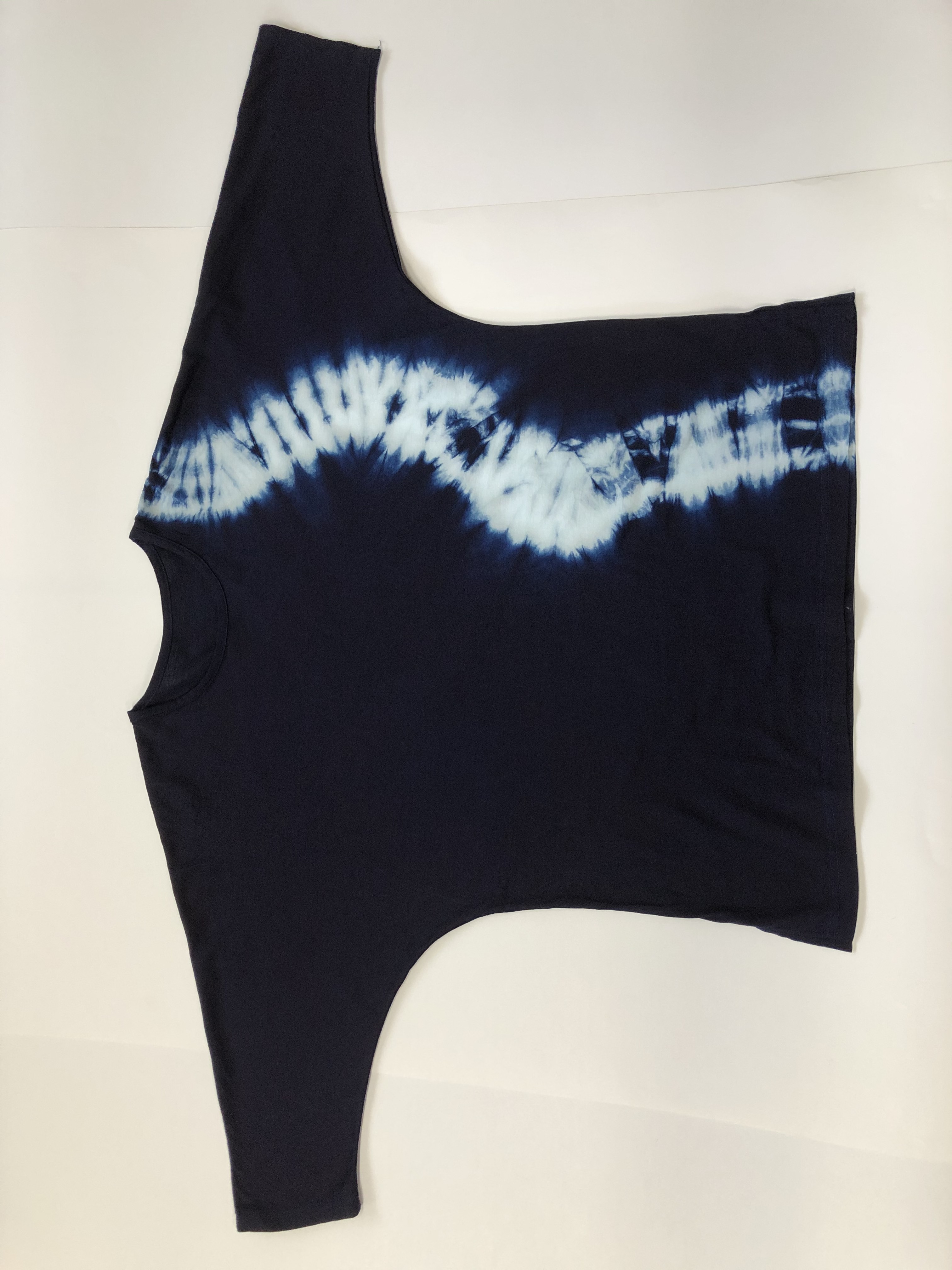 本藍染め　綿ニットTシャツ　ドルマン７分袖（Ｆ）T-002