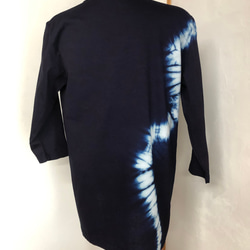 本藍染め　綿ニットTシャツ　７分袖（Ｆ）T-003 5枚目の画像