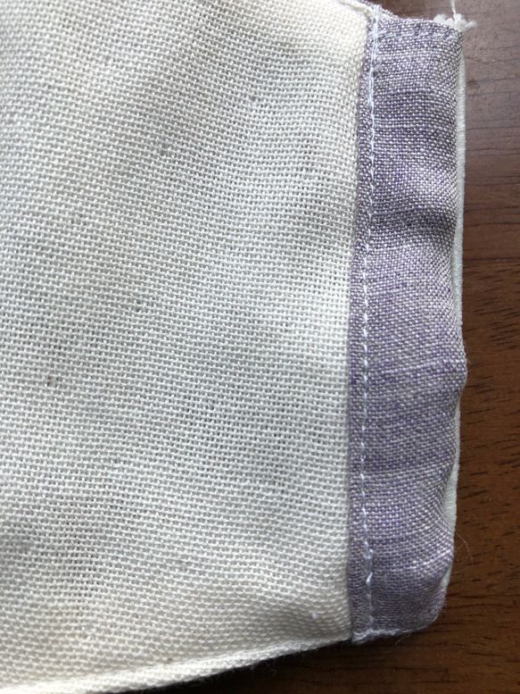 立体マスク　【国産 】麻（リネン）　内側オーガニックコットンダブルガーゼ布使用　紫色　大人用サイズ　 3枚目の画像