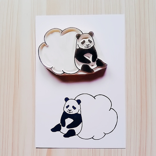 消しゴムはんこ◇メモスタンプ＊パンダ はんこ・スタンプ Benzie