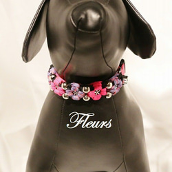 パラコード犬用首輪 Fleurs★petit［フルール★プティ］〈Ｓサイズ：25～28cm〉color type-PC 2枚目の画像