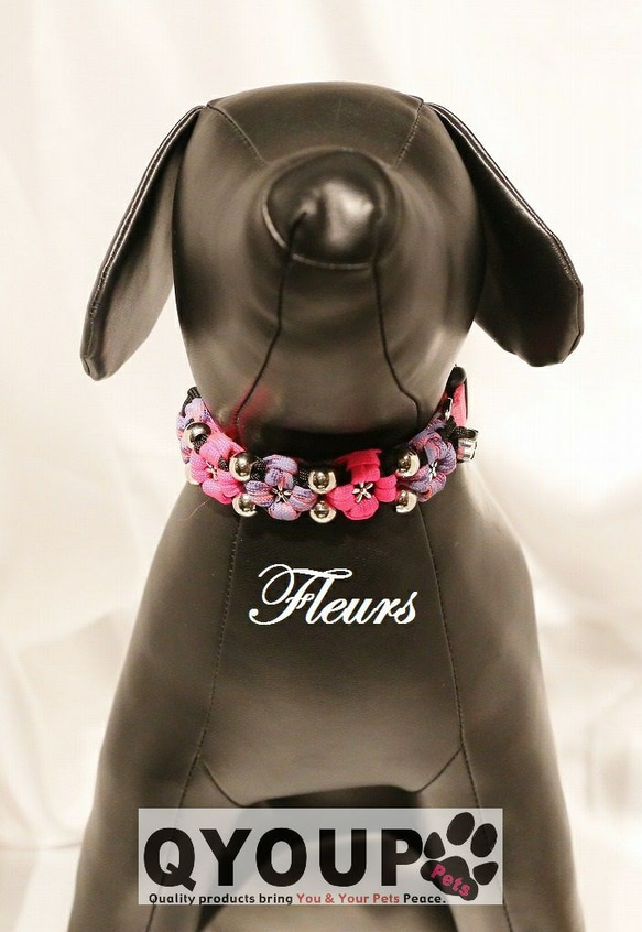 パラコード犬用首輪 Fleurs★petit［フルール★プティ］〈Ｓサイズ：25～28cm〉color type-PC 2枚目の画像