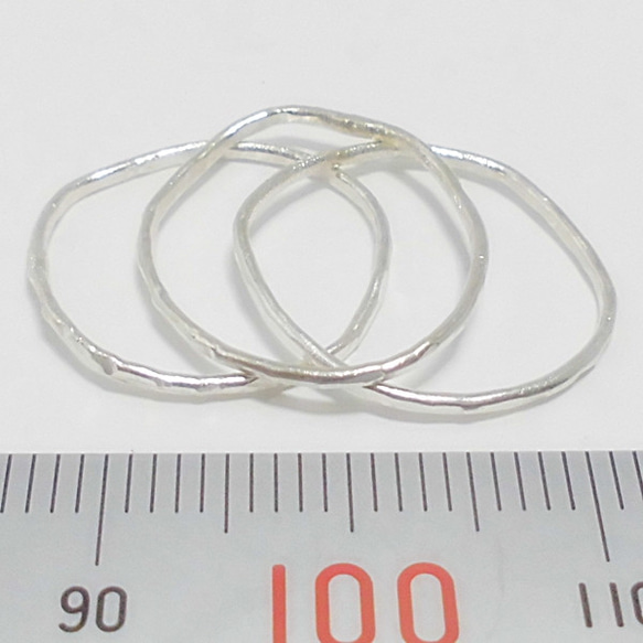 【送料無料！】Hammered Stacking rings/SV（シルバー3個セット） 2枚目の画像