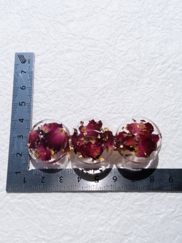 ローズポプリのヘアバレッタ ヘアクリップ ヘアアクセサリー 薔薇 ドライフラワー 3枚目の画像