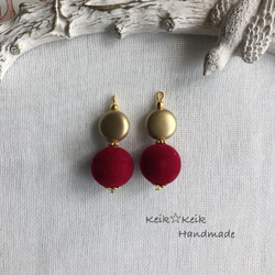 再販！】大人可愛い☆半円ウッドビーズとコットンパールのレトロ調  