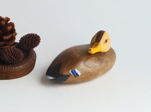 【ミニデコイ】マガモ メス （★台付き） mini decoy / wood animal 1枚目の画像