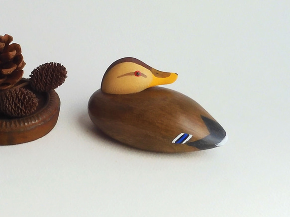 【ミニデコイ】マガモ メス （★台付き） mini decoy / wood animal 3枚目の画像