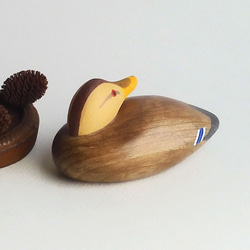 【ミニデコイ】マガモ メス （★台付き） mini decoy / wood animal 4枚目の画像