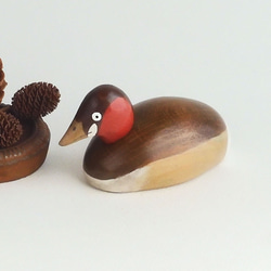 ミニデコイ カイツブリ(★台付き) mini decoy / little grebe / wood bird 1枚目の画像