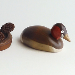 ミニデコイ カイツブリ(★台付き) mini decoy / little grebe / wood bird 4枚目の画像