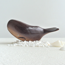マッコウクジラ (★台付き)  wooden whale 5枚目の画像