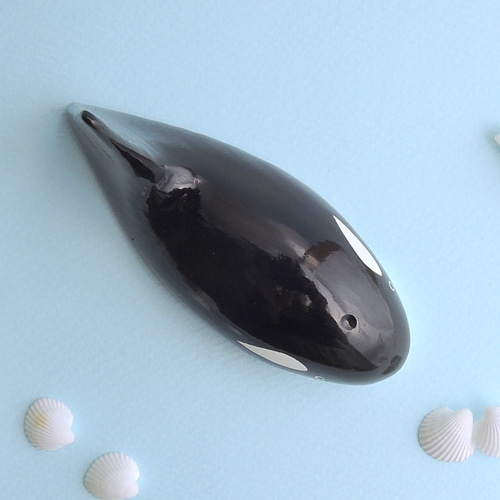 シャチS (☆台付き) wooden killer whale / orca その他置物