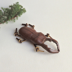 ミヤマクワガタ (★台付き)   Mountain Stag Beetle / wood crafts 1枚目の画像