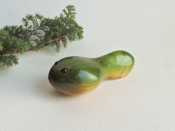 おたまじゃくし (★台付き)   wooden tadpole / frog 4枚目の画像