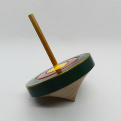 木製手作り　伝統工芸品　姫路独楽（ひめじこま）「文七こま　緑」 2枚目の画像