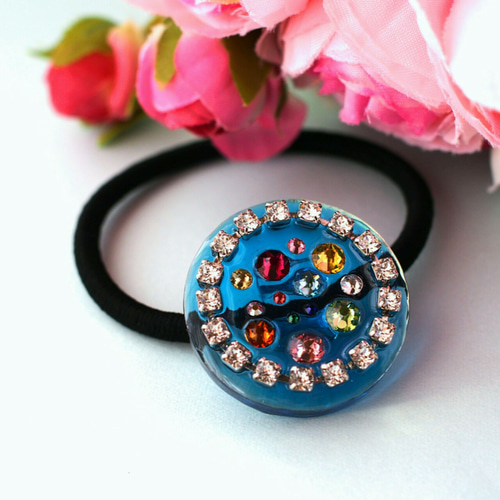 ヘアゴム】レジン サークル ヘアゴム】レジン サークル3.5㎝ ヘアゴム