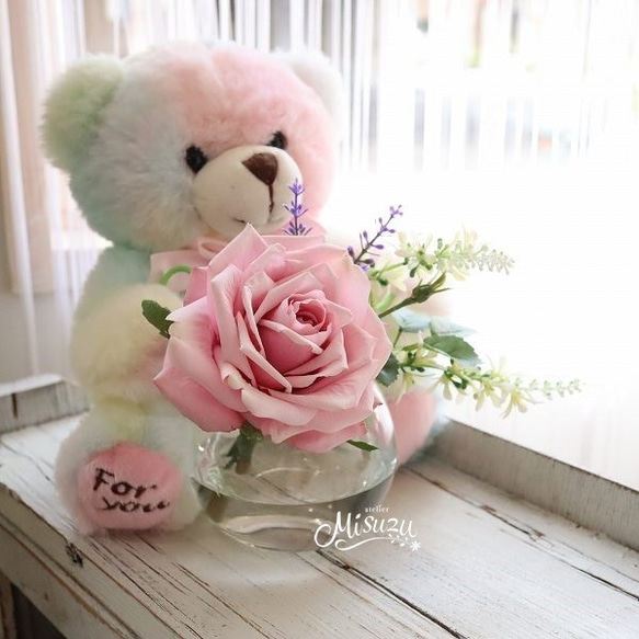まるで本物！魔法の水 リアル薔薇 マジカルウォーター もふもふクマ