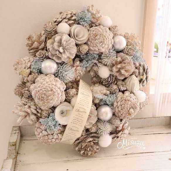 ドライフラワー リース シャビーシック ホワイト インテリア 雑貨