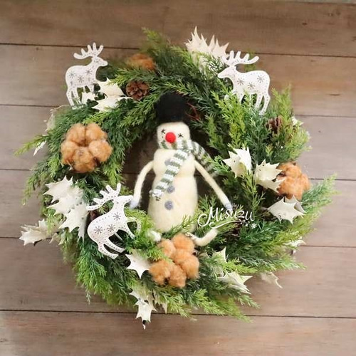 コットン付　トナカイリース　クリスマスリース コットン付 トナカイリース クリスマスリース