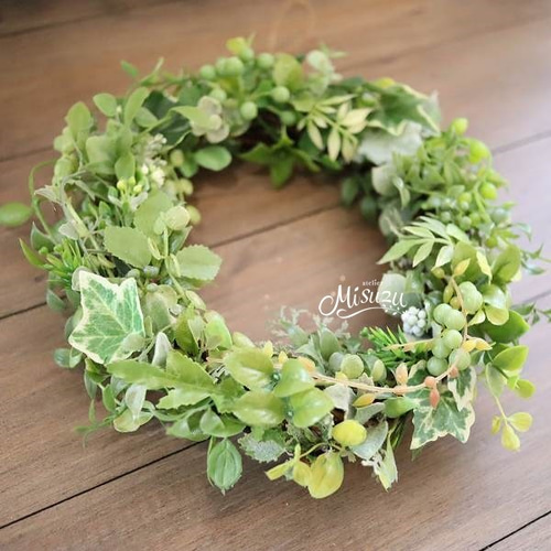 ナチュラルグリーンリース ハンドメイド ナチュラルグリーンリース ハンドメイド ♥︎グリーンフラワー