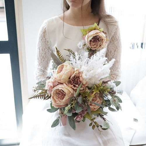 R ピオニーブーケ クラッチブーケ ウエディングブーケ ラウンドブーケ 芍薬蕾ブーケ シャクヤク ピオニーブーケ クラッチブーケ ウェディング