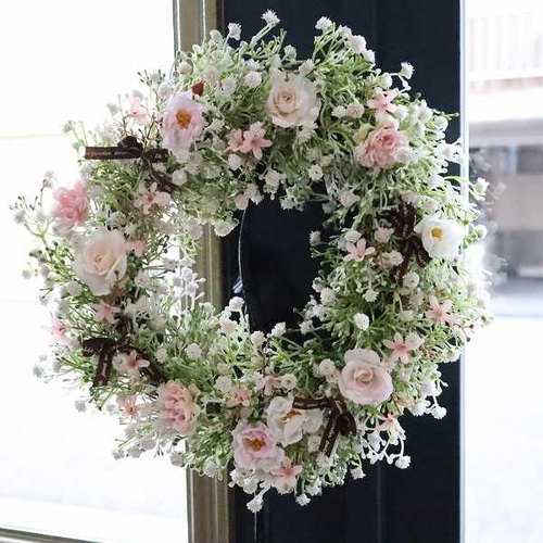 NO.1  プリンセスピンク❤︎*・ 春待ち  フラワーリース゜.*❁ 桜＊ふんわりピンク＊春リース リース 花＊花 通販 18922593｜Creema