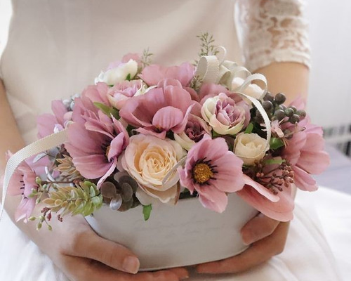 アンティーク秋桜のフラワーアレンジメント コスモス シャビーシック